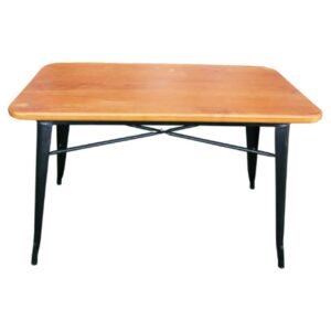 Tolix Dining Table with Wooden Top